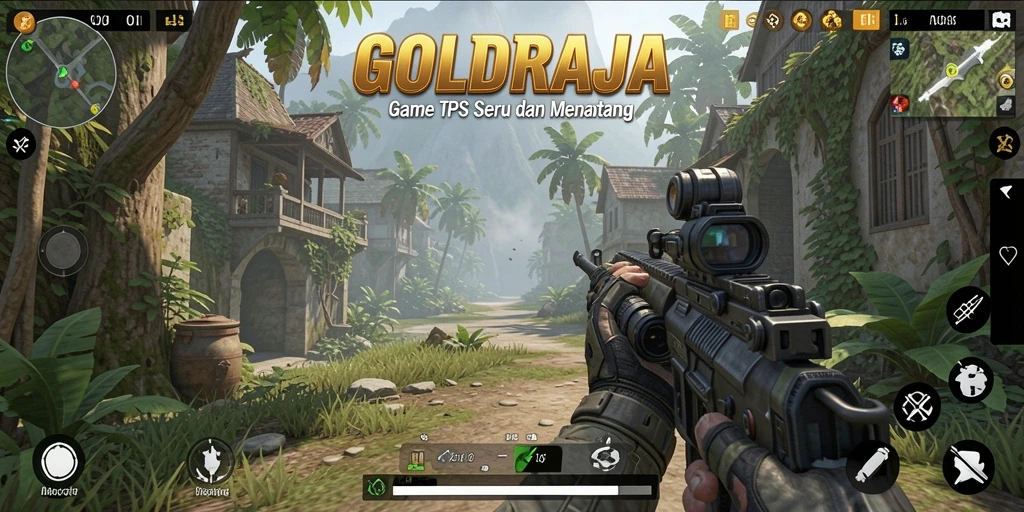Screenshot gameplay GOLDRAJA menampilkan aksi tempur yang mendebarkan.