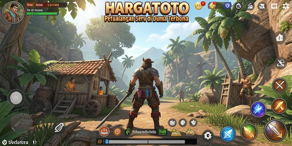 Tampilan gameplay HARGATOTO di dunia terbuka yang megah.