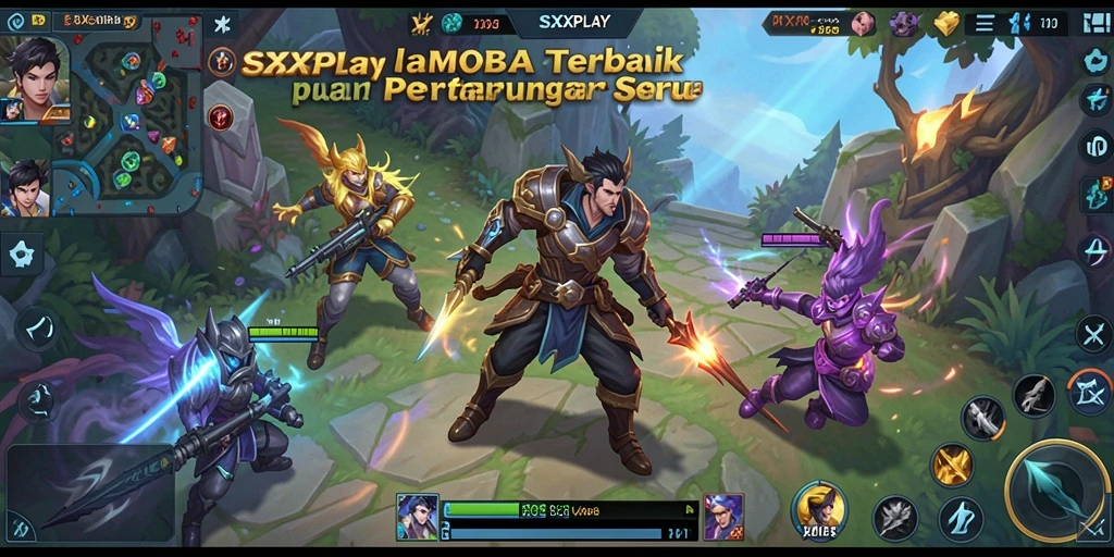 Screenshot gameplay SXXPLAY menampilkan aksi seru di arena MOBA.